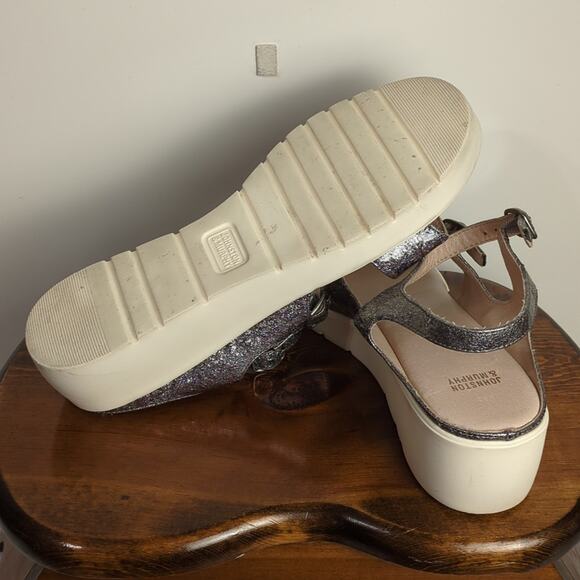 Ladies Johnston & Murphy "Clara" Pewter Leather Sandal 9.5 EUC - Picture 4 of 11